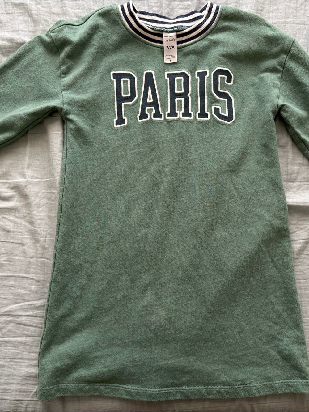 Carter's Green 'PARIS' Long Sleeve Crewneck Dress Top